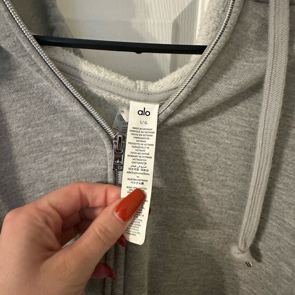 ALO Accolade Light Gray Zip-Up Hoodie Size L - Picture 3 of 5